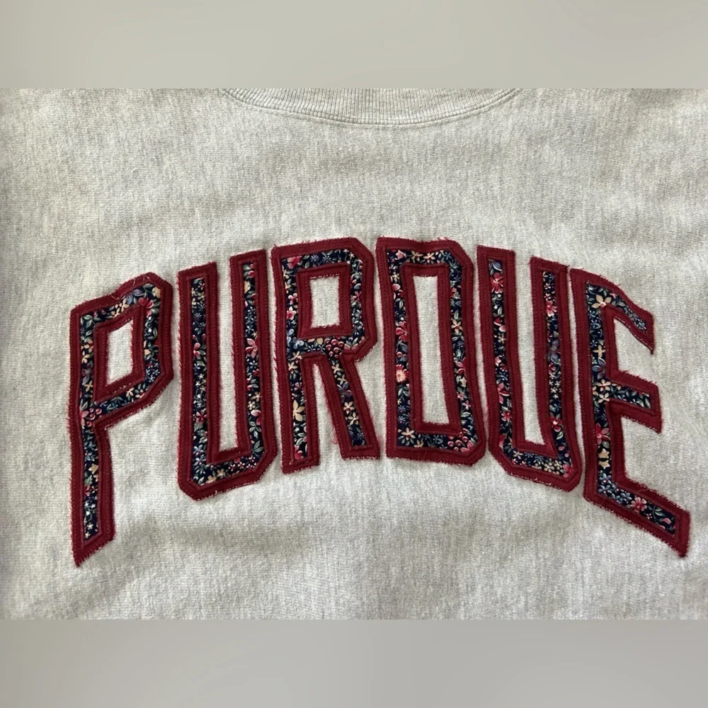 Vintage Purdue University Floral Lettering Champion Reverse Weave Sweatshirt Lrg - Picture 2 of 5